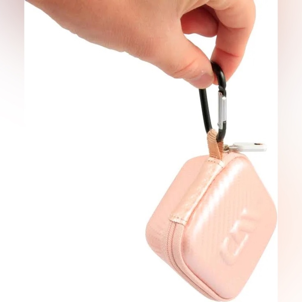NWOT 3.75" Hard Shell EVA Travel Accessory Case With Carabiner Clip Rose Gold 😍 - Picture 9 of 10